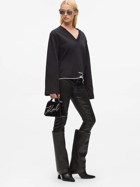 Karl Lagerfeld torebka skórzana K/SIGNATURE kolor czarny A4W30035