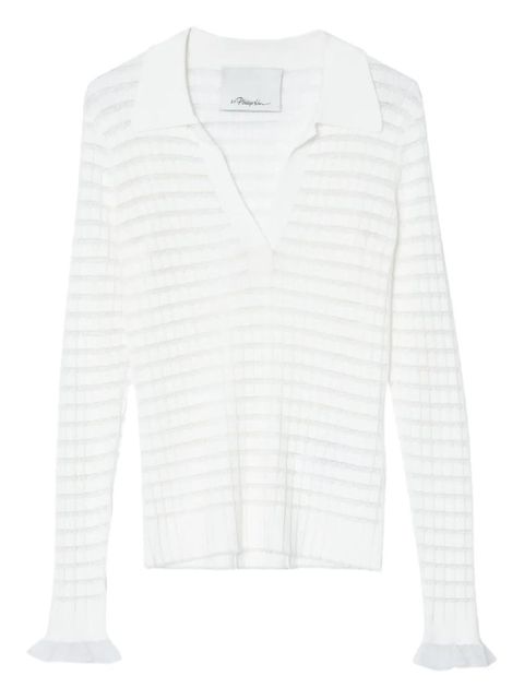 3.1 Phillip Lim ribbed-knit polo-neck top - Neutrals - zdjęcie produktu nr 1