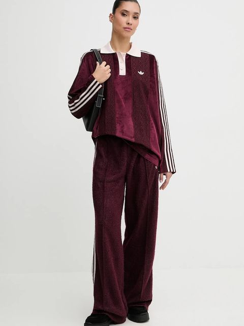 adidas Originals longsleeve welurowy kolor bordowy KS7795 - zdjęcie produktu nr 2