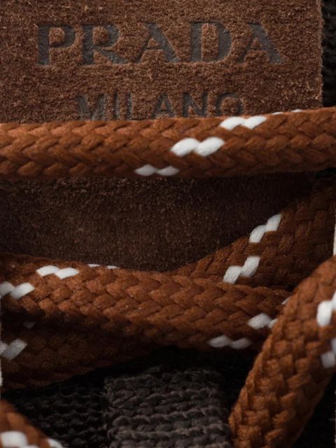 Prada mesh fabric and suede sneakers - Brown