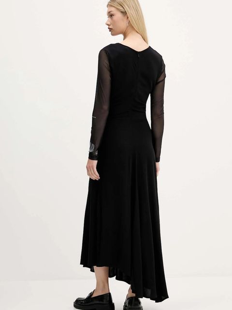 Desigual sukienka POSINEW kolor czarny maxi rozkloszowana 25WWVW26 - zdjęcie produktu nr 2