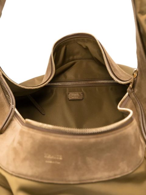 KHAITE suede-trimmed shoulder bag - Green