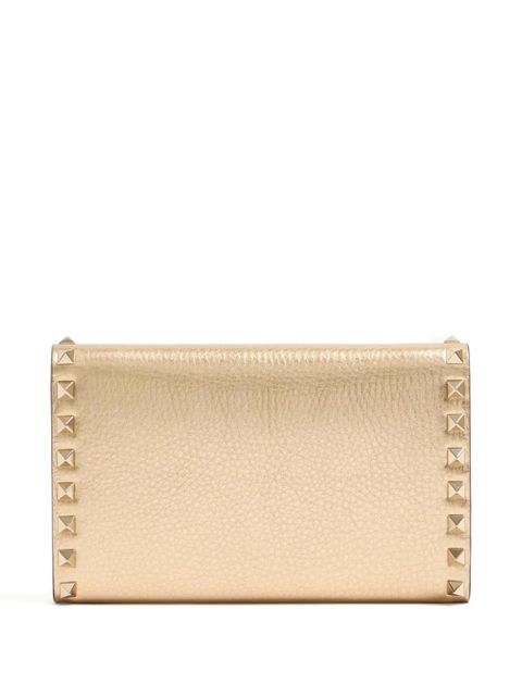 Valentino Garavani Rockstud studded leather wallet - Gold