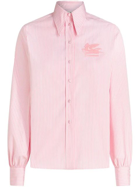 ETRO logo-embroidered striped cotton shirt - Pink - zdjęcie produktu nr 1