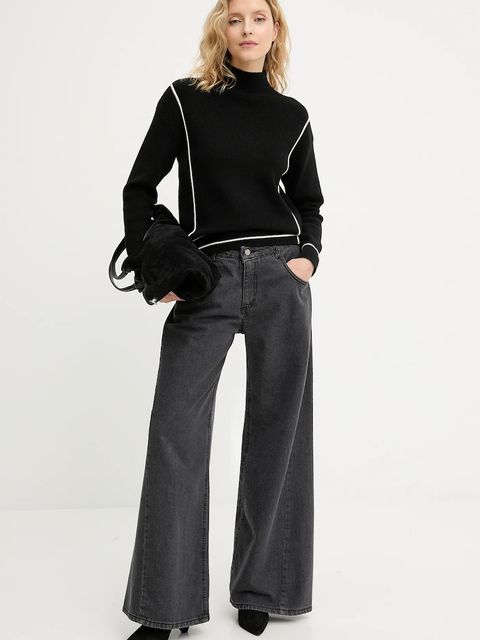 Answear.LAB sweter z kaszmirem damski kolor czarny z półgolfem