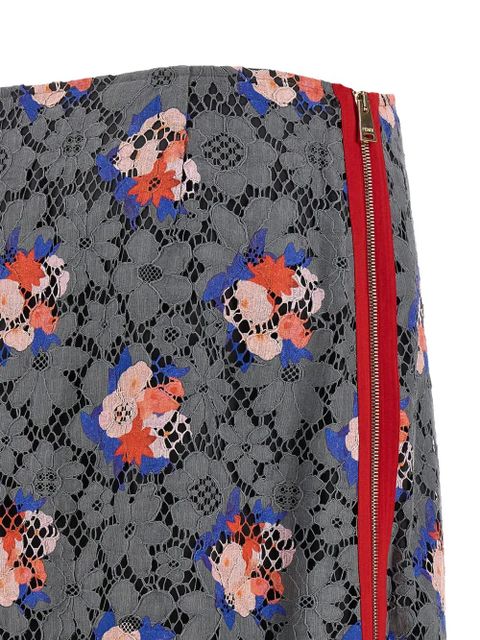 FENDI lace floral-pattern midi skirt - Grey