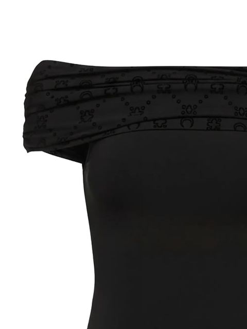 Marine Serre draped off-shoulder blouse - Black - zdjęcie produktu nr 2