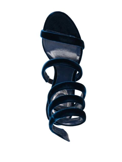 René Caovilla Cleo 100mm velvet-finish sandals - Blue