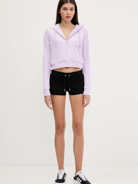 Juicy Couture szorty BOOTY SHORT damskie kolor czarny z aplikacją high waist JCWHS225303