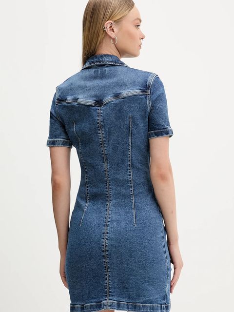 Guess Jeans sukienka jeansowa kolor niebieski mini prosta W5YK55 D5R11