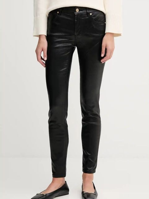 Gaudi spodnie damskie kolor czarny dopasowane high waist 521BD25018