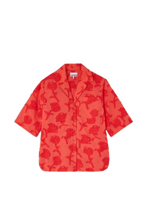 GANNI fil-coupé floral-pattern shirt - Red - zdjęcie produktu nr 1