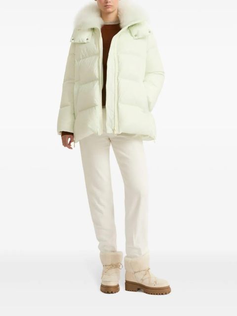 Yves Salomon shearling-trimmed down jacket - Green - zdjęcie produktu nr 2