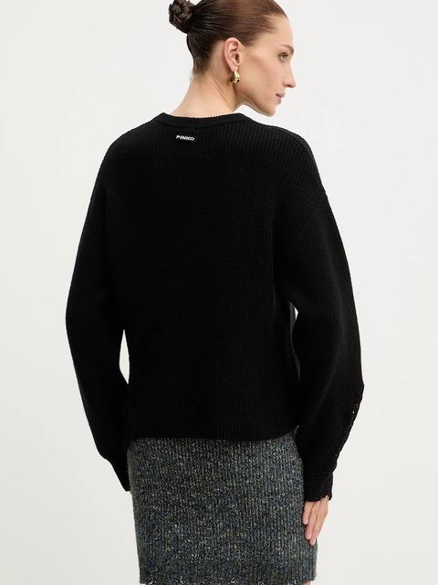 Pinko sweter z dodatkiem wełny damski kolor czarny 105505 A2R1