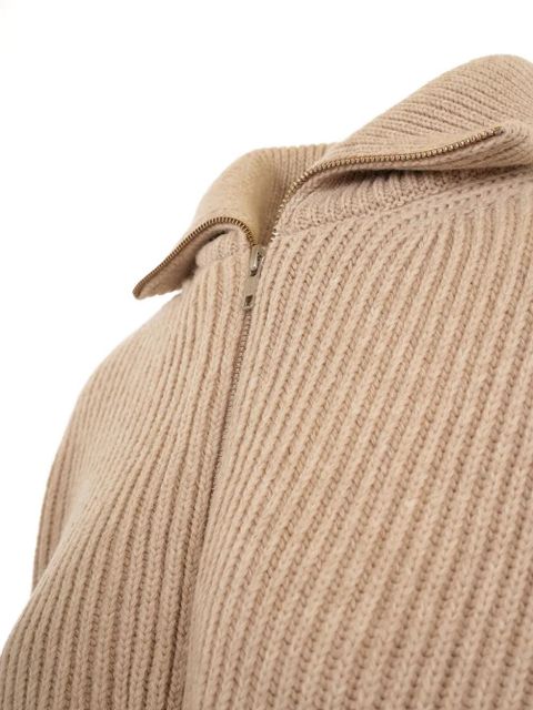 MM6 Maison Margiela zip-up ribbed cardigan - Neutrals