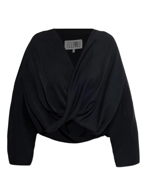 MM6 Maison Margiela twisted V-neck blouse - Black - zdjęcie produktu nr 1