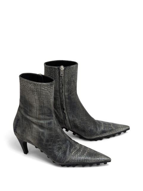 Marni Spike crocodile-effect leather boots - Black