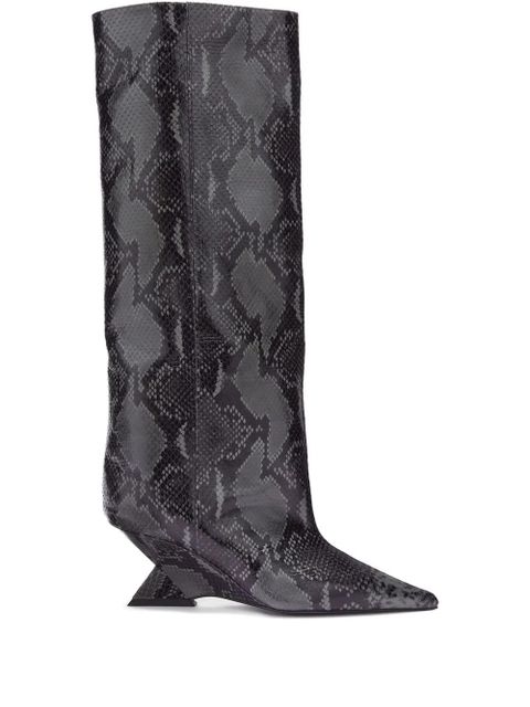 The Attico 65mm snakeskin-print boots - Black - zdjęcie produktu nr 1