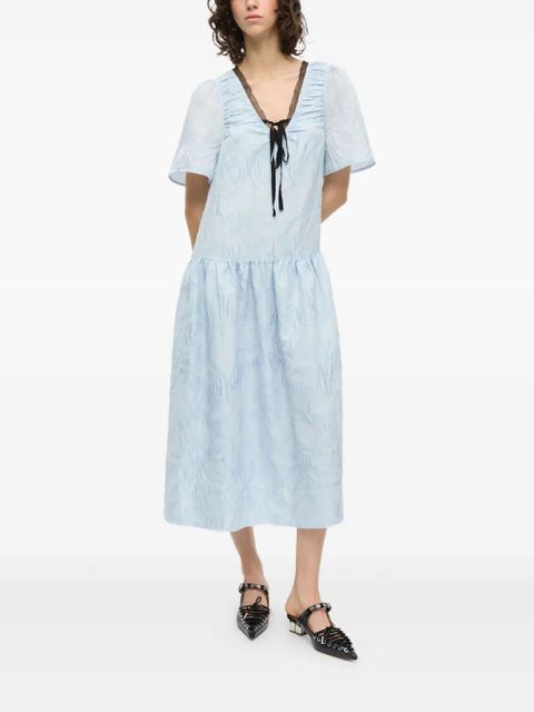 GANNI cloqué midi dress - Blue