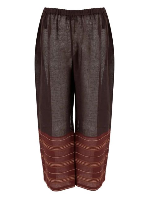 Tory Burch elasticated-waistband striped trousers - Brown - zdjęcie produktu nr 2