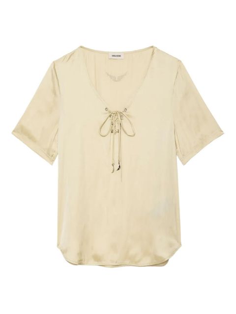 Zadig&Voltaire Terzo lace-up short-sleeved top - Neutrals - zdjęcie produktu nr 1