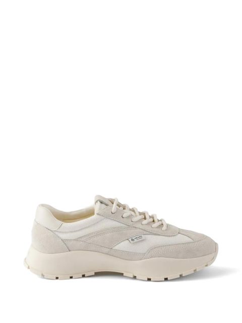 Prada mesh fabric and suede sneakers - Neutrals - zdjęcie produktu nr 1