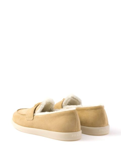 Prada Suede and shearling loafers - Neutrals