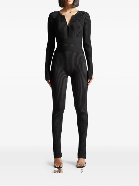Manière De Voir ribbed knit tie jumpsuit - Black - zdjęcie produktu nr 1