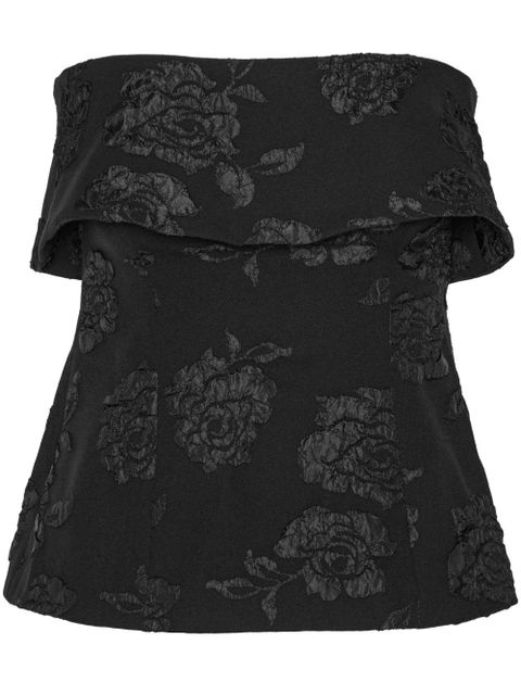 ROTATE BIRGER CHRISTENSEN floral-jacquard top - Black - zdjęcie produktu nr 1