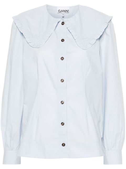 GANNI puritan-collar cotton shirt - Blue - zdjęcie produktu nr 1