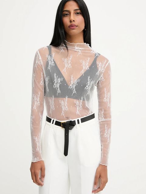 Answear.LAB bluzka damska kolor biały wzorzysta