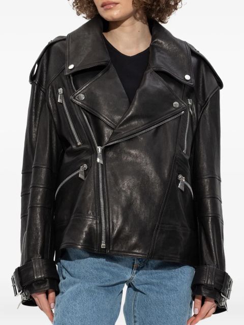 The Attico leather biker jacket - Black