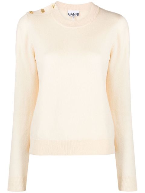 GANNI Mix merino-cashmere jumper - Neutrals - zdjęcie produktu nr 1