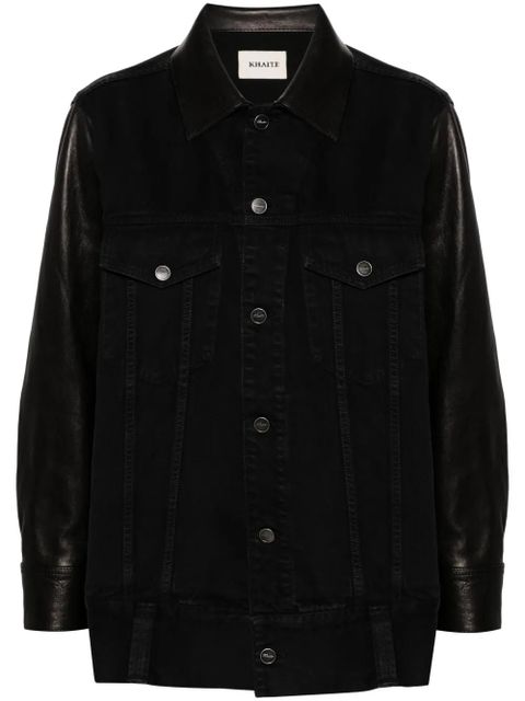 KHAITE Grizzo leather-panels denim jacket - Black - zdjęcie produktu nr 1