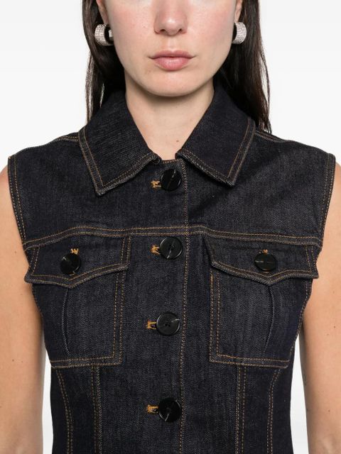 Self-Portrait belted denim mini dress - Blue