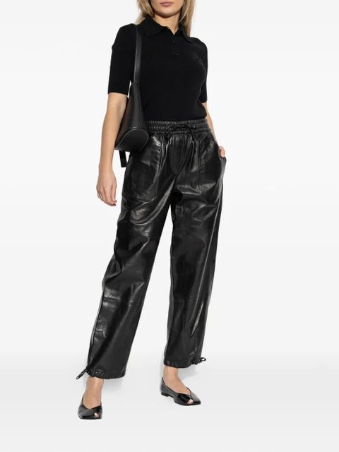 Jil Sander drawstrings leather trousers - Black - zdjęcie produktu nr 2