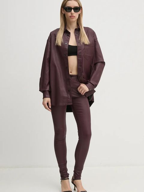 Pepe Jeans koszula OVERSHIRT damska kolor bordowy relaxed z kołnierzykiem klasycznym PL304963YH7