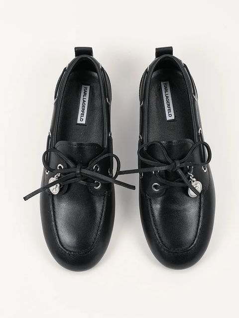 Karl Lagerfeld mokasyny skórzane MARLEE damskie kolor czarny na płaskim obcasie KL41325 - zdjęcie produktu nr 2