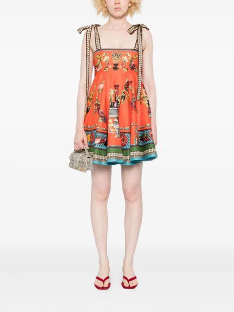 ALEMAIS Rocco fruit-print tie-strap mini dress - Orange