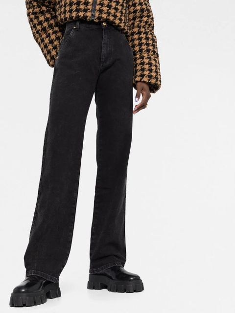 Balmain logo-embroidered straight-leg jeans - Black