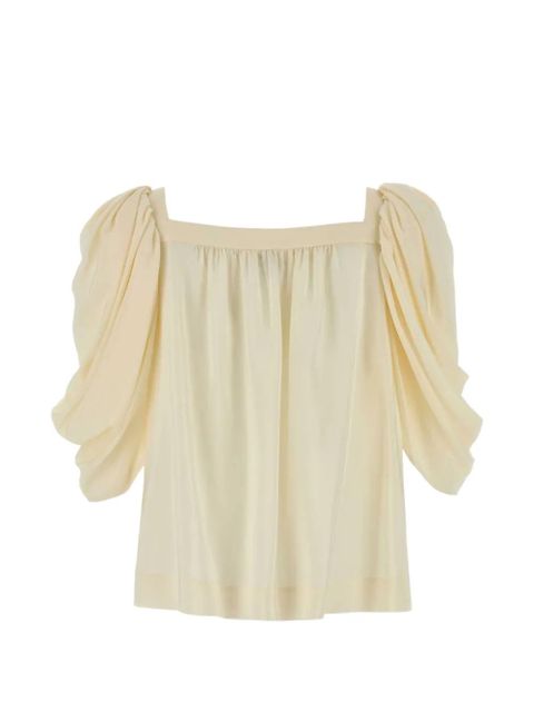 Chloé puffed-sleeve silk blouse - Neutrals - zdjęcie produktu nr 2