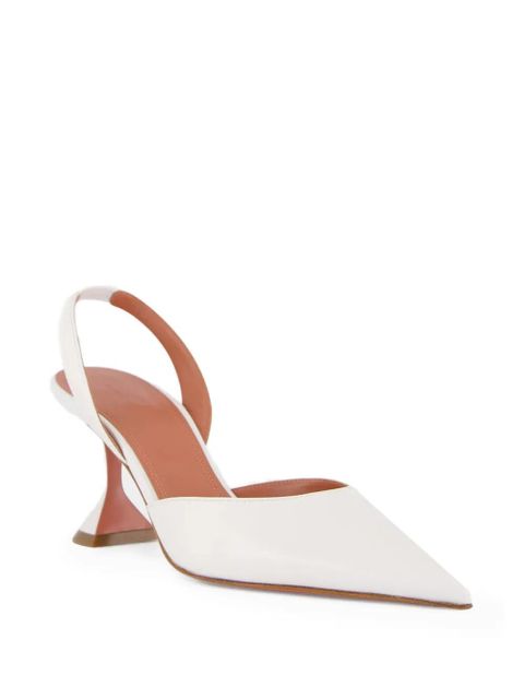 Amina Muaddi slingback-strap leather heeled pumps - White