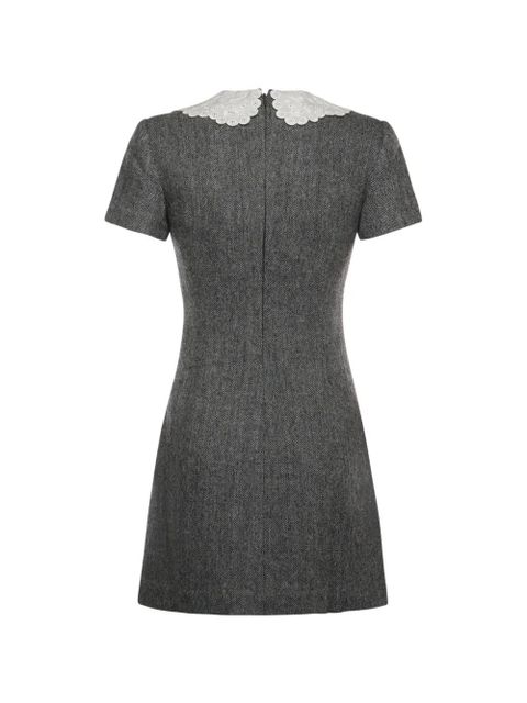 Self-Portrait Herringbone lace collar mini dress - Grey - zdjęcie produktu nr 2