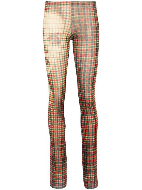 Jean Paul Gaultier tartan face-motif leggings - Red - zdjęcie produktu nr 1