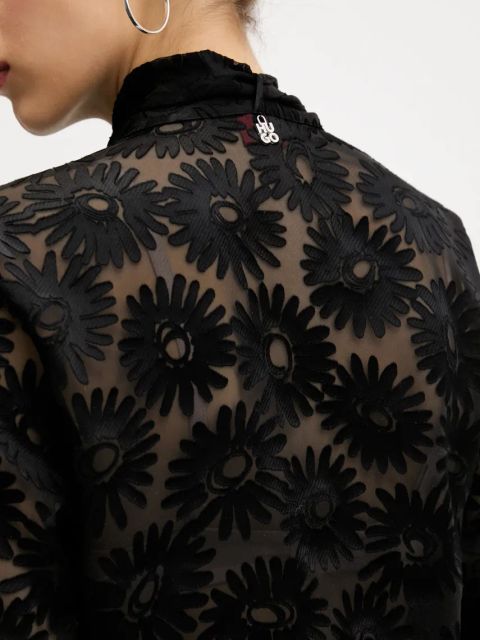 HUGO koszula damska kolor czarny regular z kołnierzykiem klasycznym 50538812