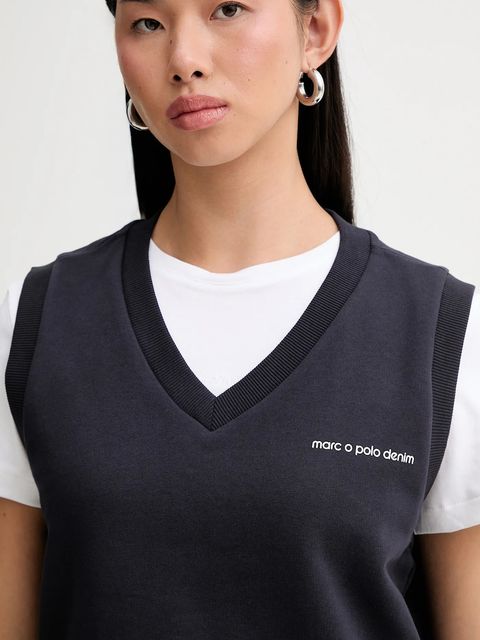 Marc O'Polo kamizelka bawełniana damska kolor granatowy z nadrukiem 5000007595