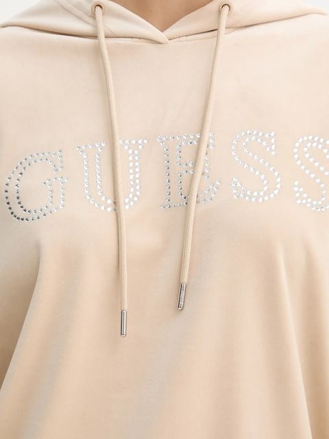 Guess bluza COUTURE damska kolor beżowy z kapturem z aplikacją V4RQ25 K0232