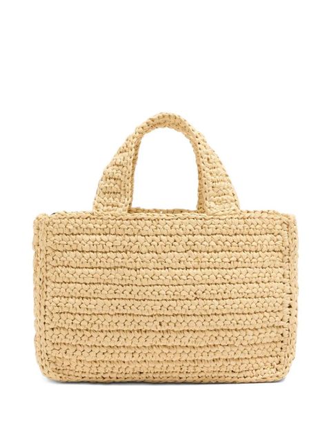 Valentino Garavani small Viva Superstar raffia tote bag - Neutrals