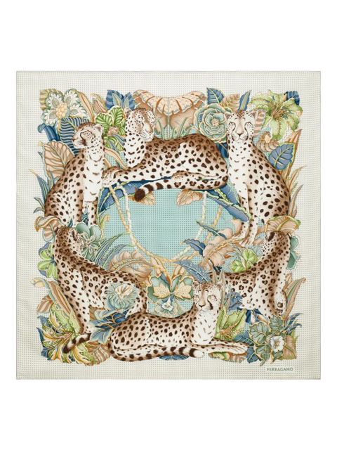Ferragamo Cheetah-print silk scarf - Neutrals