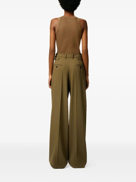 AMI Paris tab-detail wide-leg trousers - Green